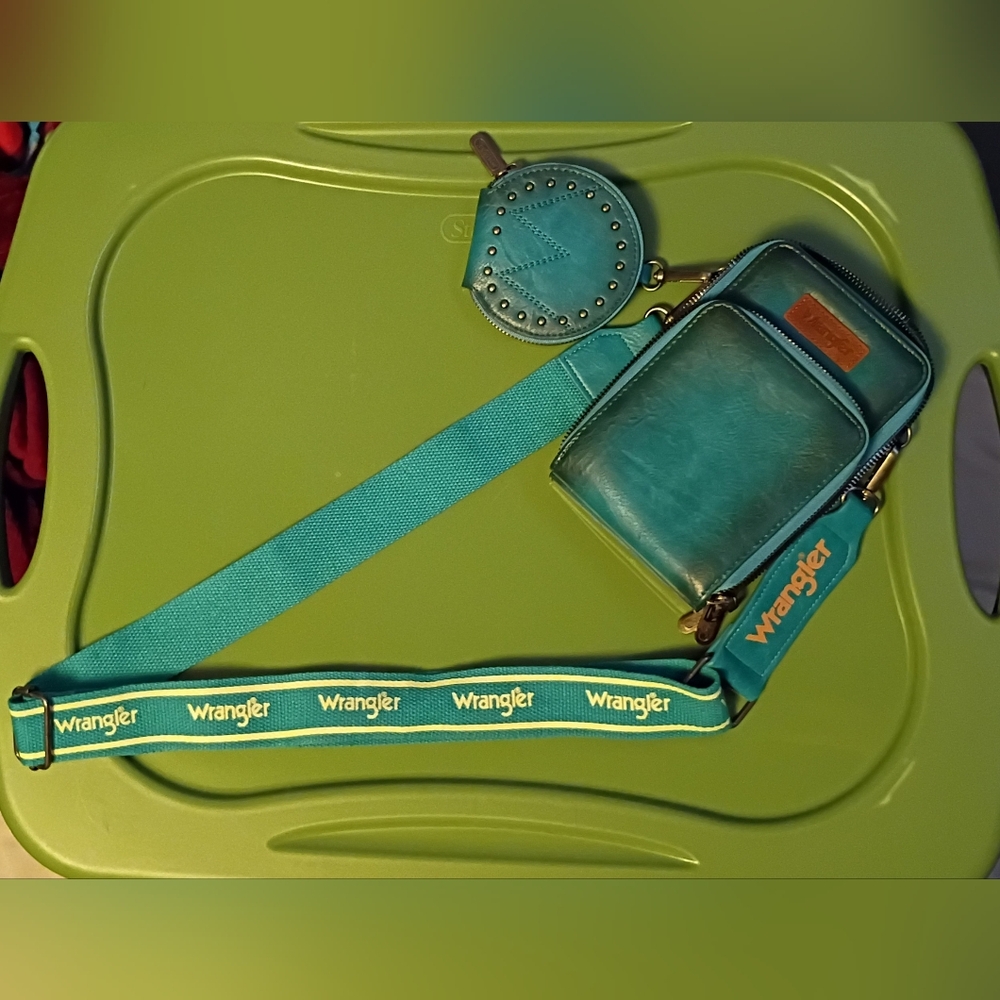 Wrangler Turquoise Phone Crossbody Bag with Coin Pouch